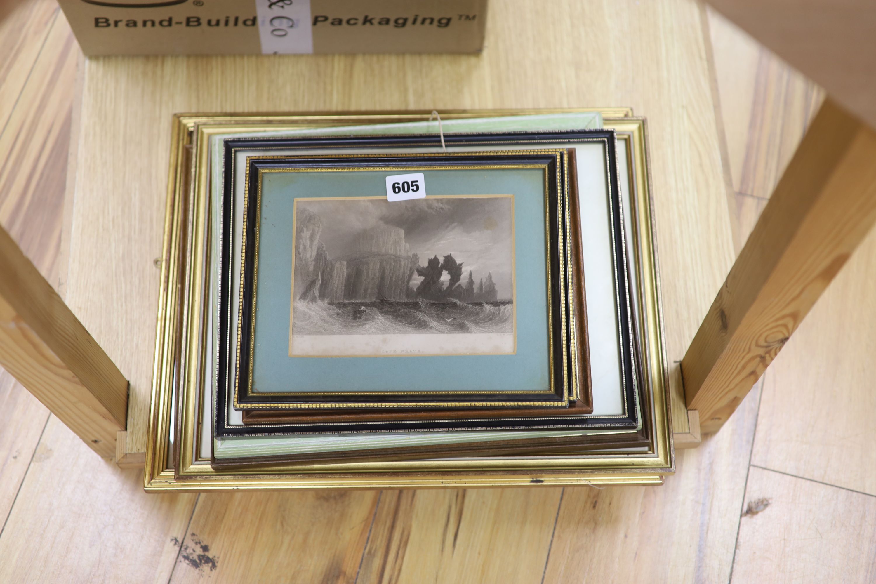 William Henry Earp, watercolour, Brighton Chain Pier, signed, 15 x 24cm and a group of assorted prints